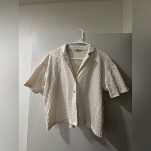 Madewell Cropped Button Up - White - Size Small